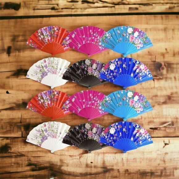Silk Face Fan + stand** l White l Pink l Blue l Purple l 4 left l New - Picture 1 of 6